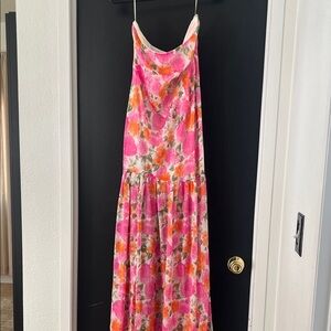 12th Tribe Pink & Orange Floral Maxi Dress